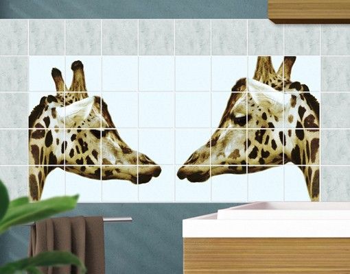Adesivi per piastrelle con animali Giraffe innamorate