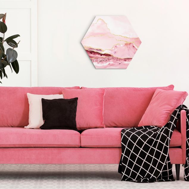 Quadri moderni per arredamento Estratto Monti rosa con Golden Lines