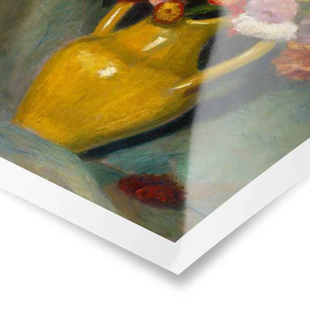 Riproduzione quadri famosi Otto Modersohn - Bouquet colorato in una brocca di argilla gialla