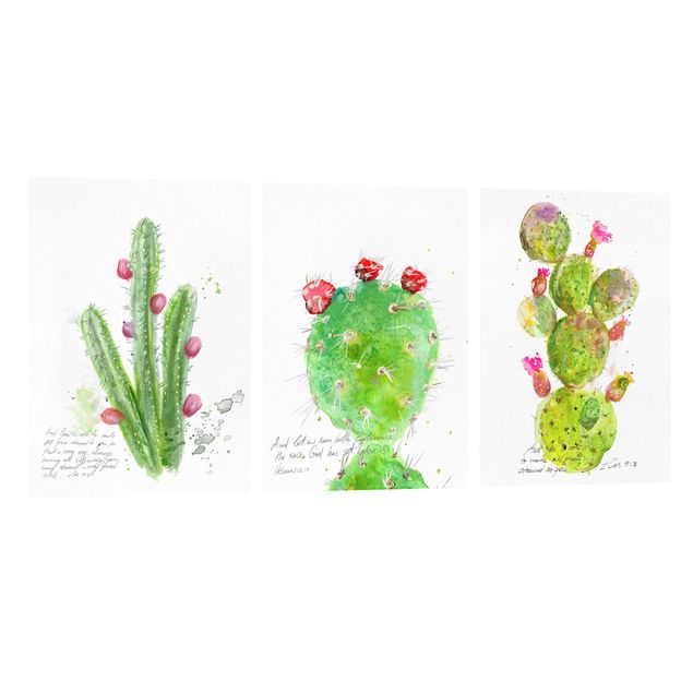 Quadro floreale Set Cactus con versi biblici I
