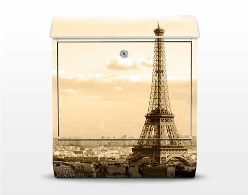 Cassette della posta beige I love Paris