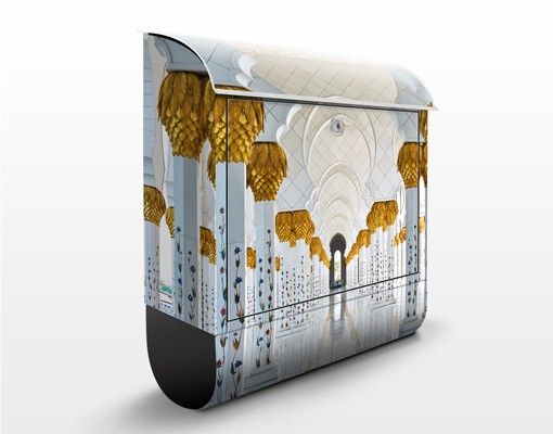 Cassette della posta con architettura e skylines Moschea di Abu Dhabi