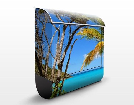 Cassette della posta con paesaggio Le Seychelles
