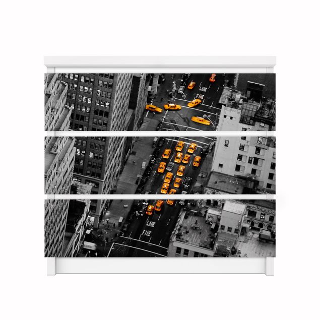 Carta adesiva per mobili IKEA - Malm Cassettiera 3xCassetti - Taxi Lights Manhattan