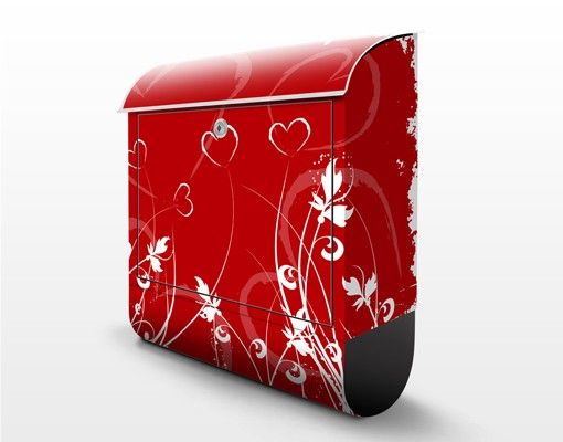 Cassetta postale rossa Cuori di fiori