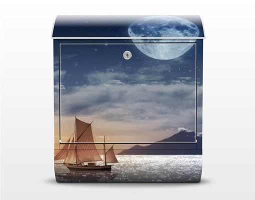 Cassetta postale blu Luna notte mare
