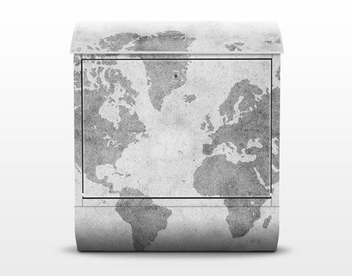 Cassetta postale vintage Mappa del mondo vintage II