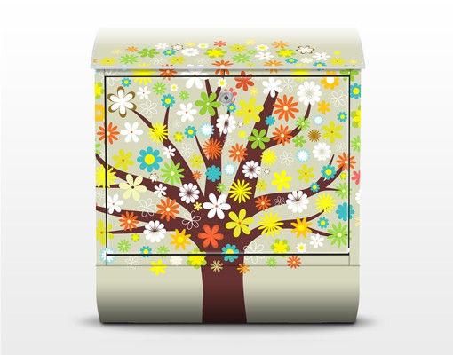 Cassette della posta con fiori albero floreale