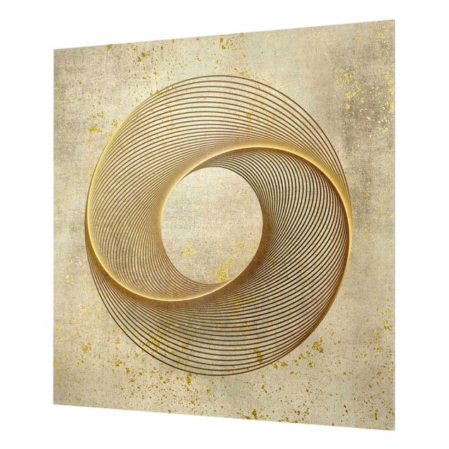 Paraspruzzi cucina Line Art Spirale circolare Oro