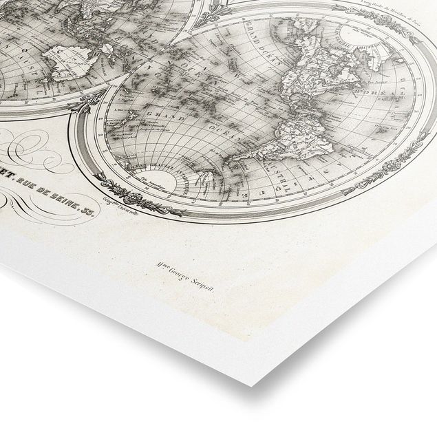Stampe Mappa del mondo - Mappa francese della regione di Cap del 1848