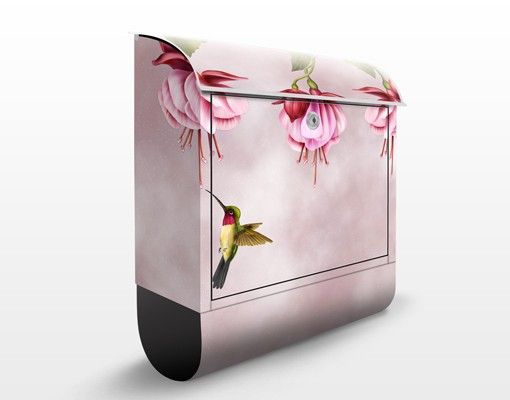Cassette della posta con fiori Line Art colibrì