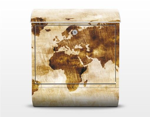 Cassette della posta beige N.CG75 Mappa del mondo