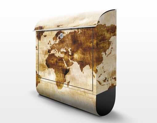 Cassette della posta marroni N.CG75 Mappa del mondo