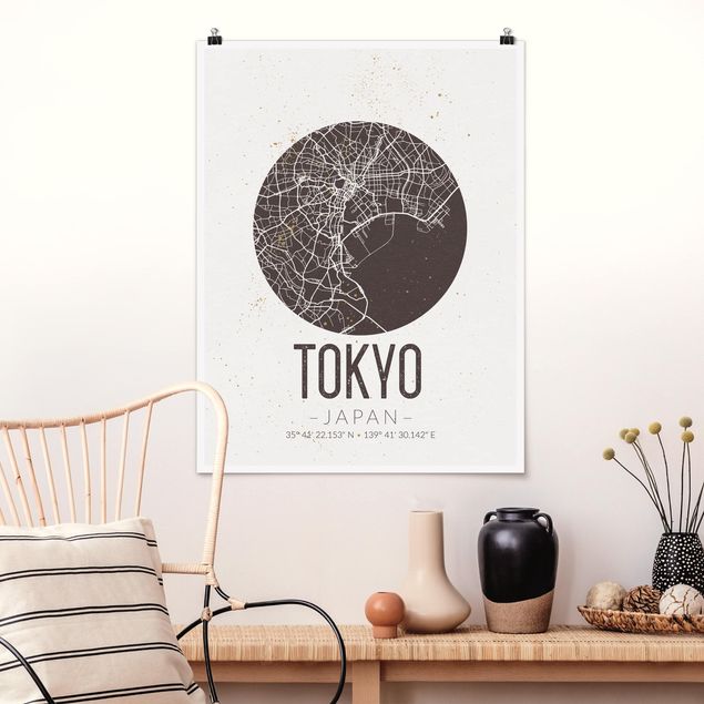 Quadri Asia Mappa di Tokyo - Retrò