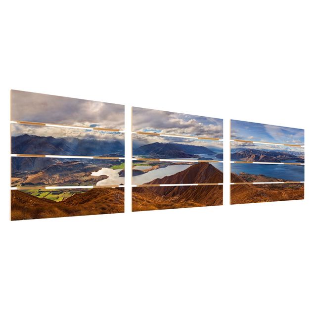 Quadro in legno effetto pallet - Roys Peak in Nuova Zelanda - Quadrato 1:1