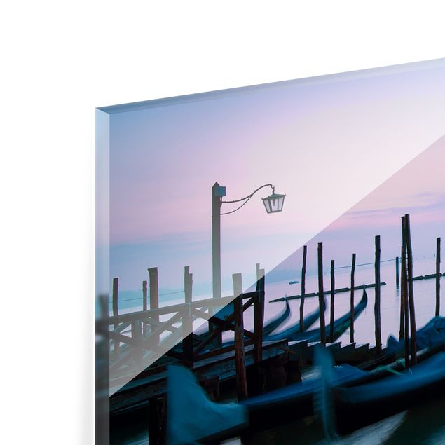 Paraschizzi in vetro - Gondole davanti a Venezia al tramonto - Orizzontale 2:1