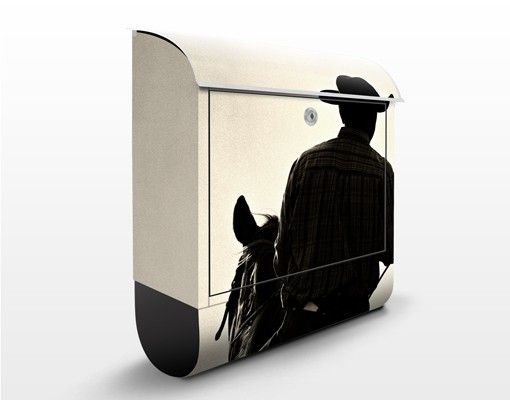 Cassette della posta in bianco e nero Cowboy a cavallo