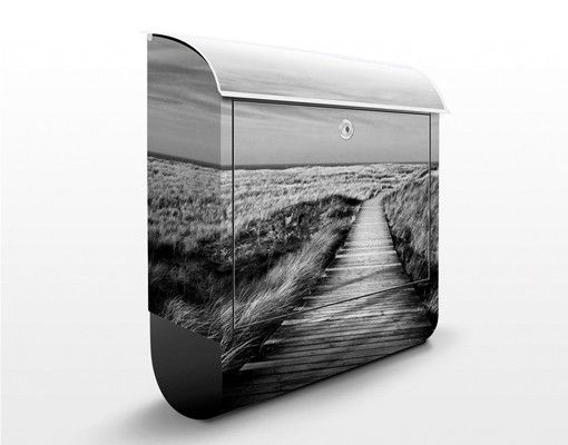 Cassette della posta in bianco e nero Sentiero delle dune a Sylt II