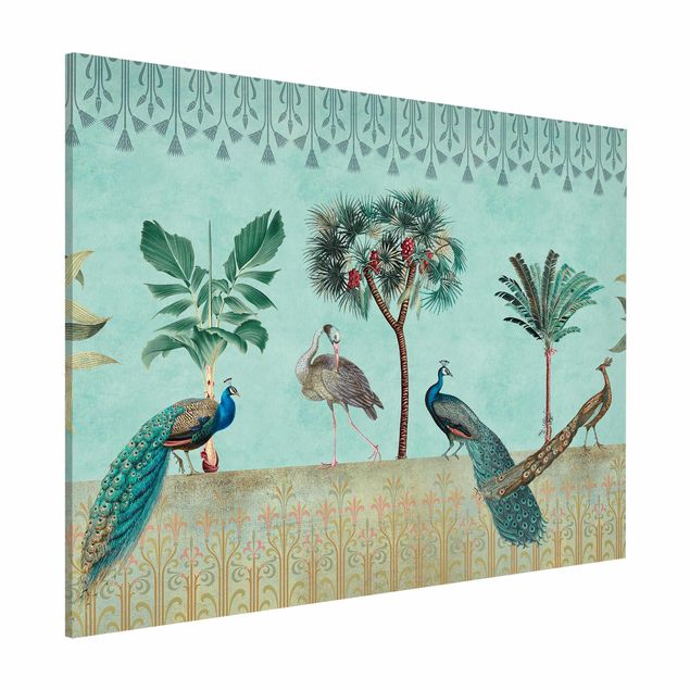 Lavagne magnetiche con fiori Collage vintage - Uccello tropicale e palme