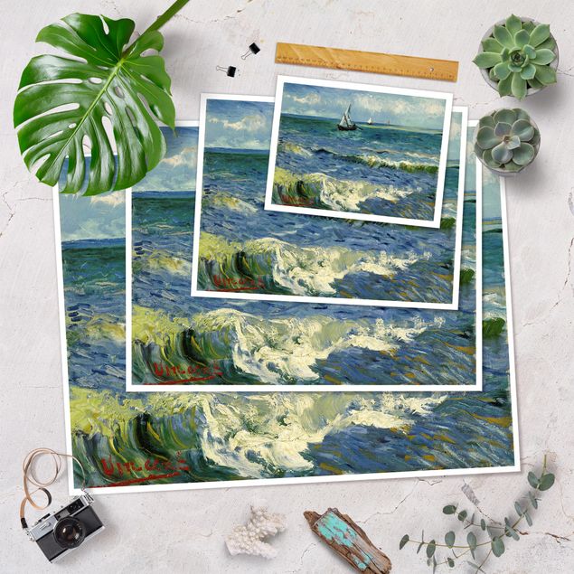 Stile di pittura Vincent Van Gogh - Paesaggio marino vicino a Les Saintes-Maries-De-La-Mer