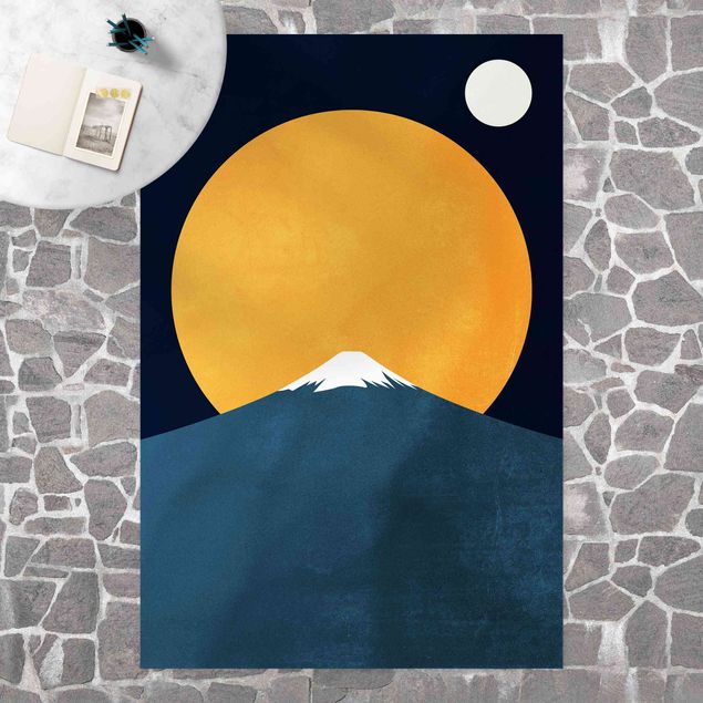 tappeto design moderno Sole, luna e montagna