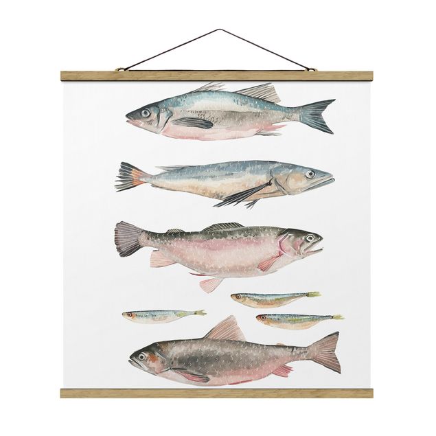 Quadri Sette pesci in acquerello I