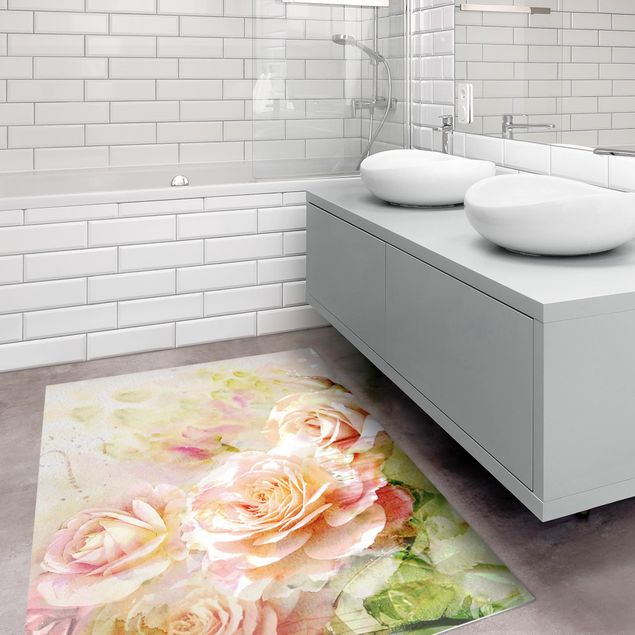 tappeti con fiori Composizione di rose ad acquerello
