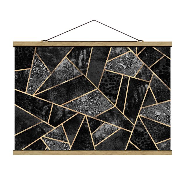 Quadri sfondo nero Triangoli grigi Oro
