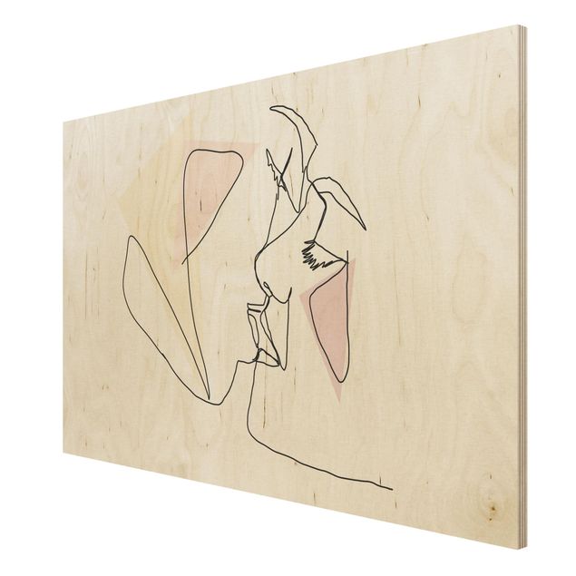 Quadri su legno Kiss Faces Line Art