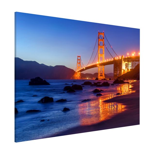 Lavagne magnetiche con architettura e skylines Ponte del Golden Gate al tramonto