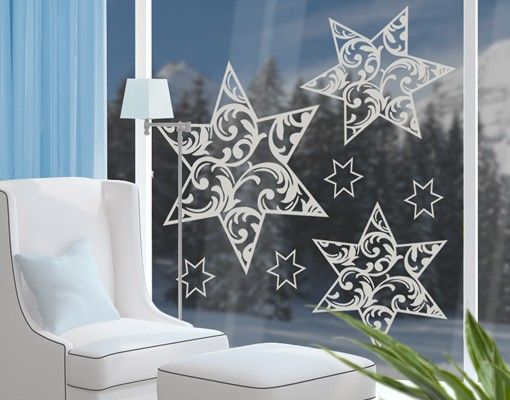 Adesivi per finestre con disegni No.YK11 Set di stelle floreali