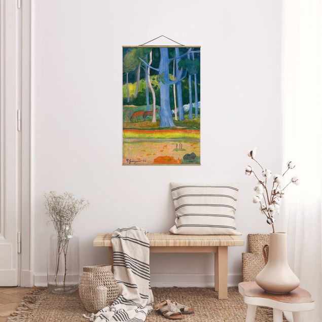 Quadro paesaggio Paul Gauguin - Paesaggio con tronchi d'albero blu