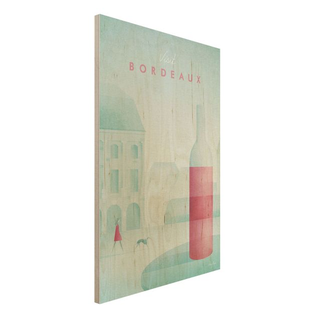 Quadri in legno con architettura e skylines Poster di viaggio - Bordeaux