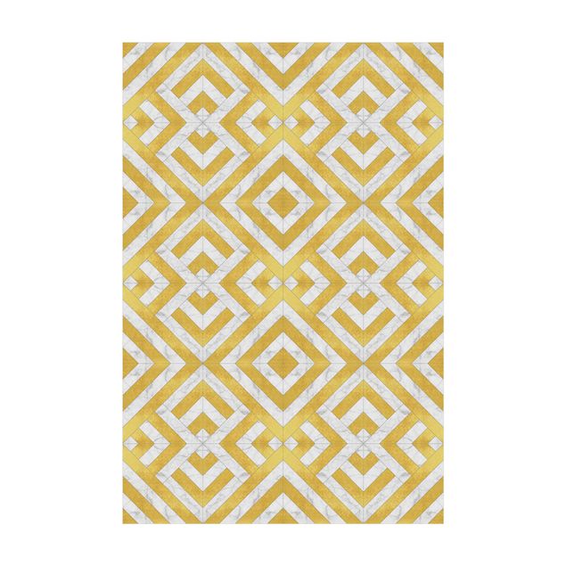 tappeto oro Mix di piastrelle geometriche Art Déco in marmo dorato