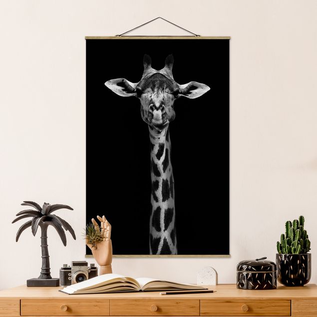 Quadri Africa Ritratto di giraffa scura