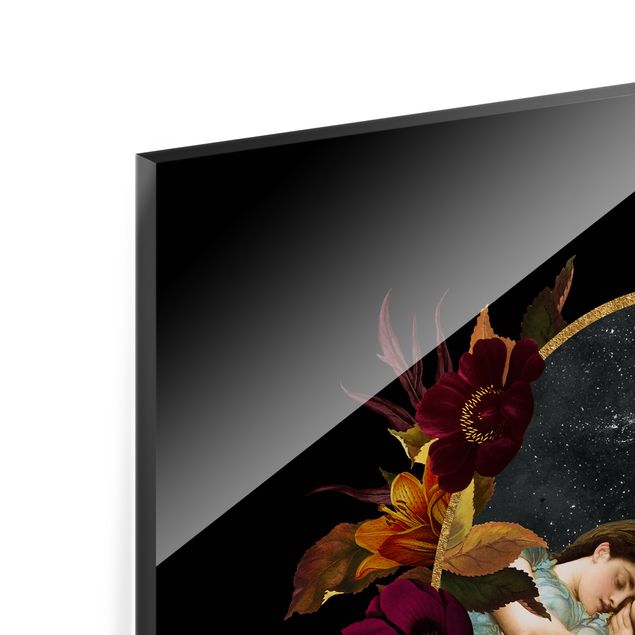 Paraschizzi - Donna con fiori su sfondo nero