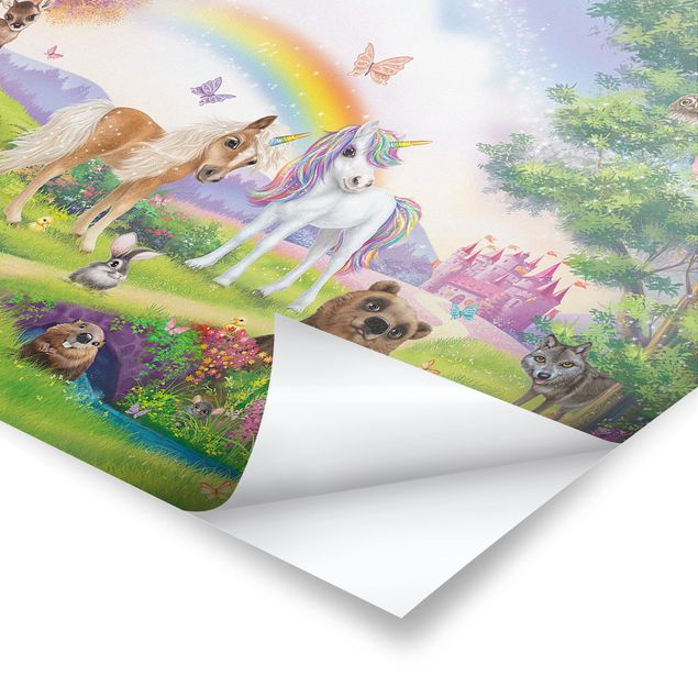 Quadro colorato Animal Club International - Foresta magica con unicorno