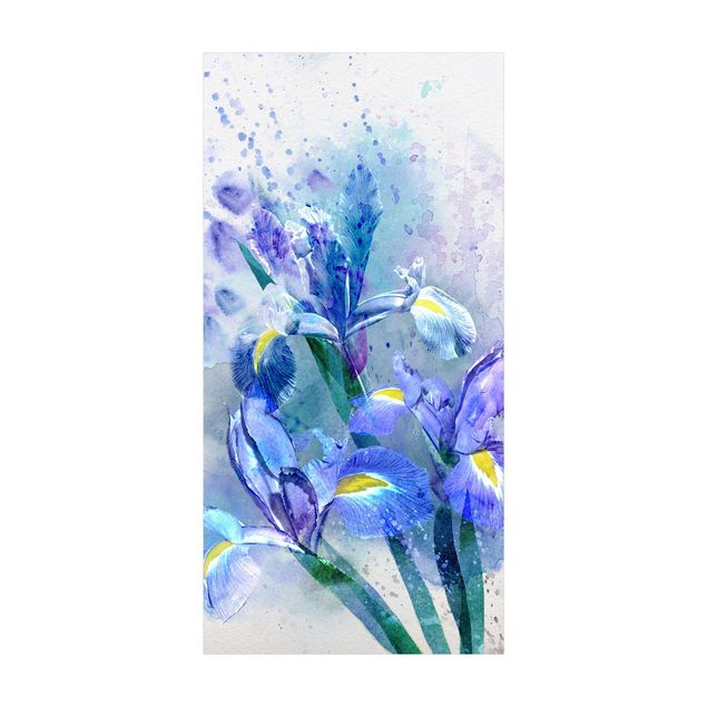 tappeto blu soggiorno Fiori ad acquerello - Iris