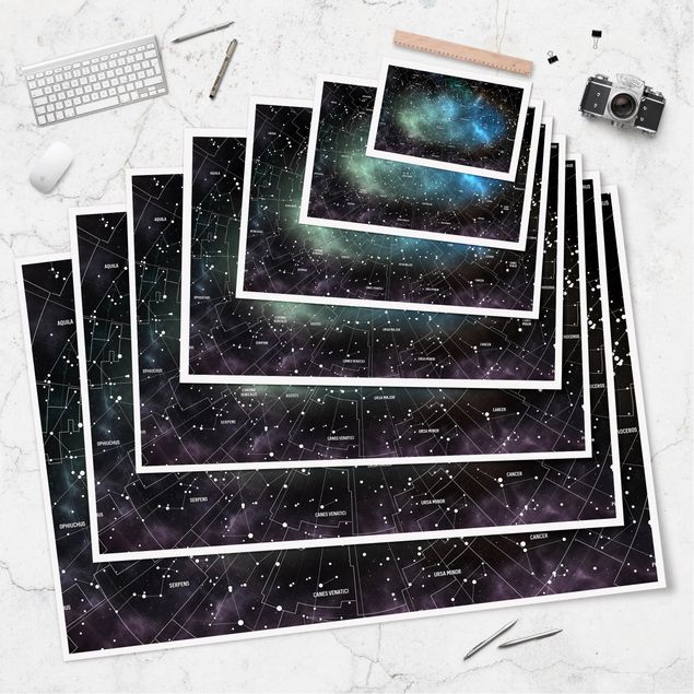 Poster - Costellazioni Mappa Galaxy Nebbia - Orizzontale 2:3