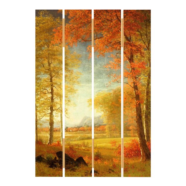 Quadri in legno con paesaggio Albert Bierstadt - Autunno nella contea di Oneida, New York