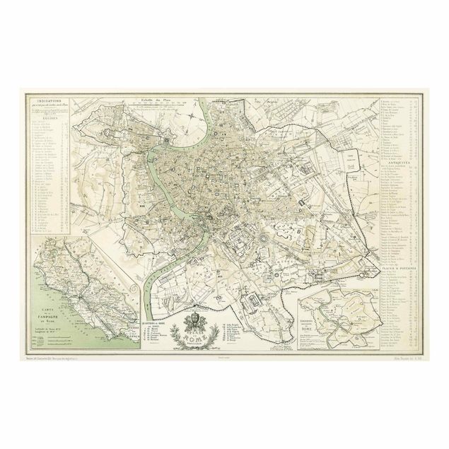 Paraschizzi in vetro - Vintage Map Rome Antique