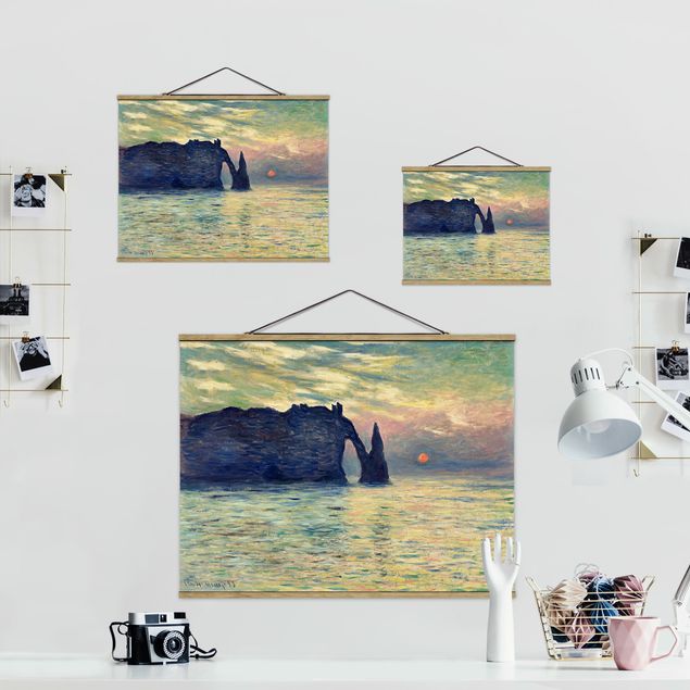 Impressionismo quadri Claude Monet - La scogliera, Étretat, tramonto
