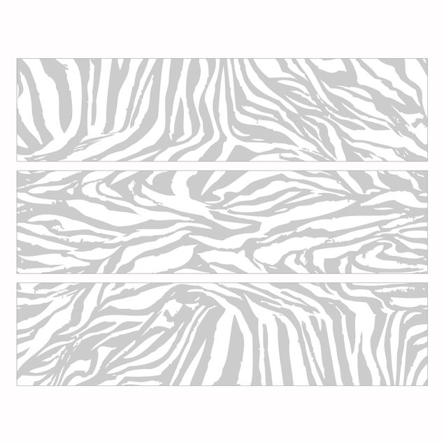 Carta adesiva per mobili IKEA - Malm Cassettiera 3xCassetti - Zebra Design Light Grey