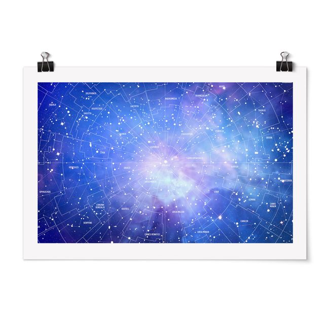 Quadro moderno blu Carta stellare delle costellazioni Stelar