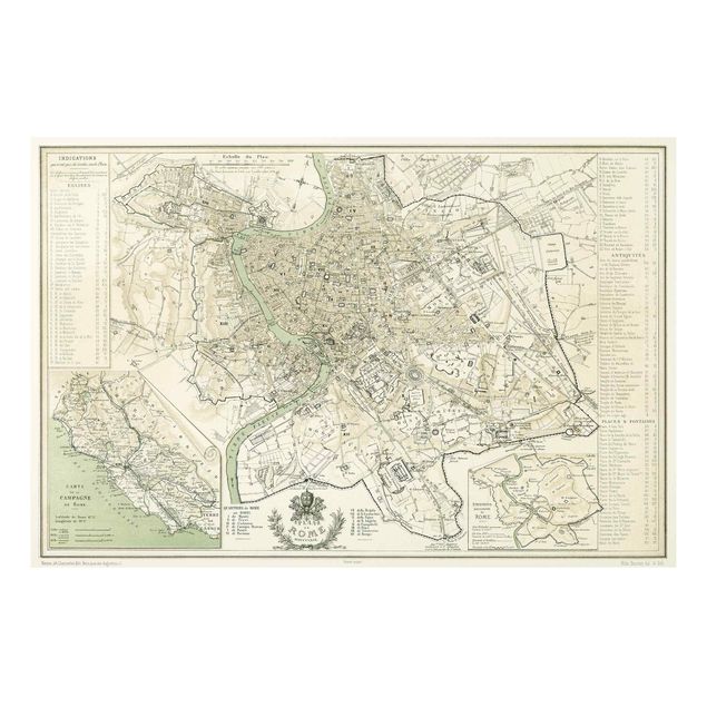 Quadri stile vintage Mappa vintage Roma Antica