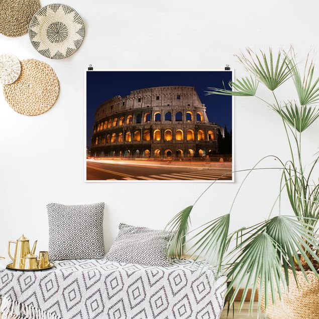Quadri moderni per arredamento Il Colosseo a Roma di notte