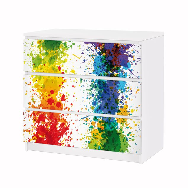 Pellicole adesive per mobili cassettiera Malm IKEA Schizzi d'arcobaleno