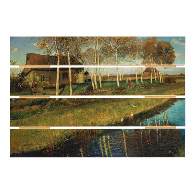 Quadri in legno con paesaggio Otto Modersohn - Mattino d'autunno nella brughiera