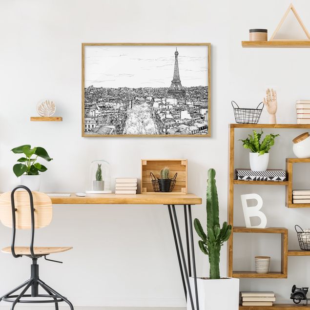 Quadri con cornice con architettura e skylines Città studio - Parigi