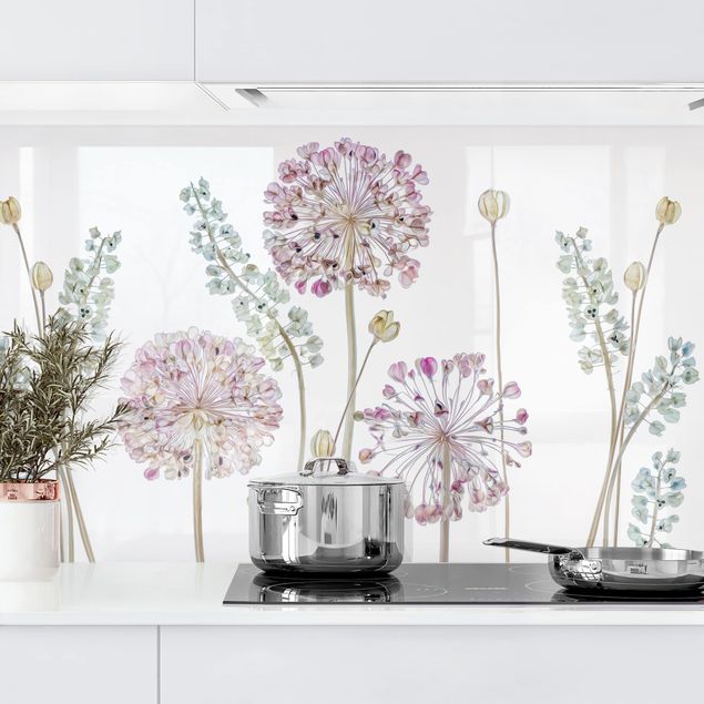 Rivestimenti per cucina con fiori Illustrazione di allium II